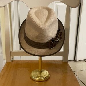 Phoebe PriceStylish Tan Fedora with Brown Band Hat